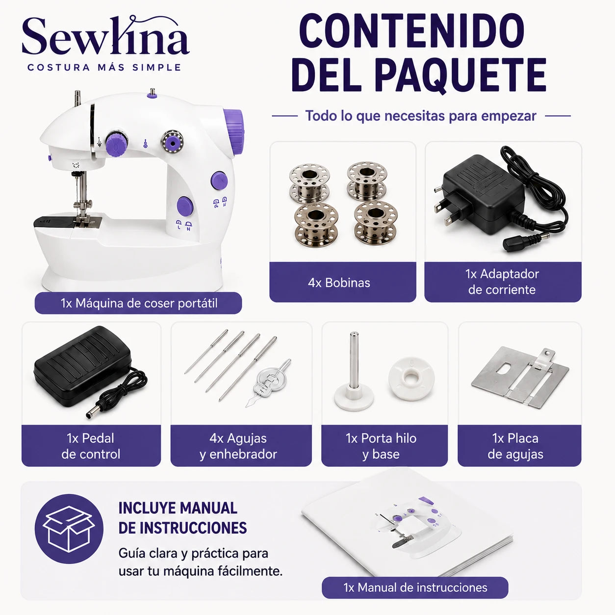 Sewlina - Costura Más Simple - Mini Máquina de Coser