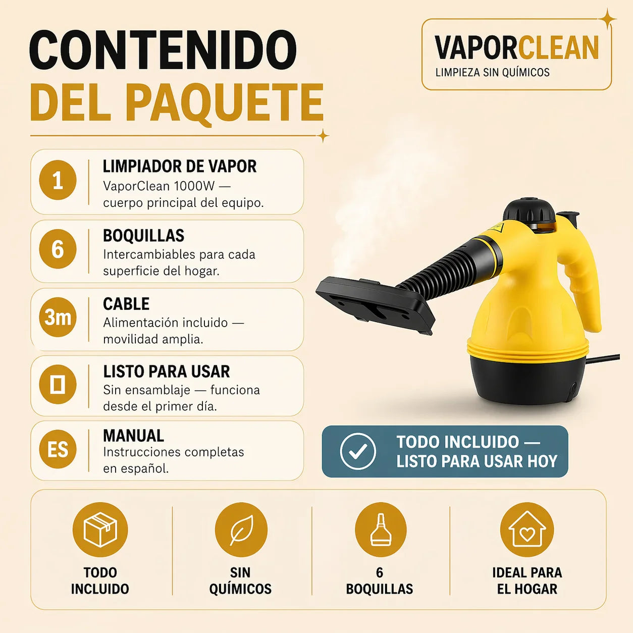 VaporClean - Limpieza profunda en toda tu casa sin químicos en la mitad del tiempo