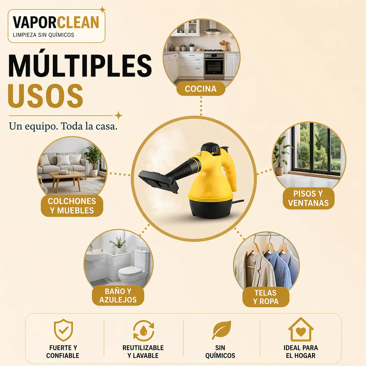 VaporClean - Limpieza profunda en toda tu casa sin químicos en la mitad del tiempo