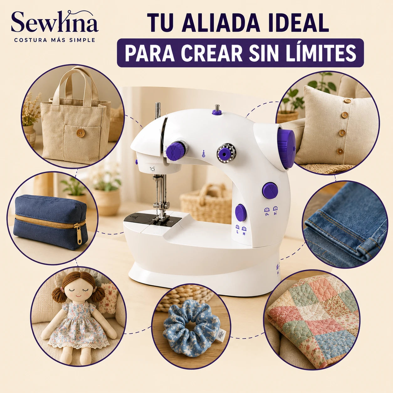 Sewlina - Costura Más Simple - Mini Máquina de Coser