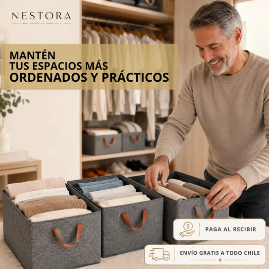Nestora - Más orden en minutos - Pack 3 Canastas/Cajas Organizadoras
