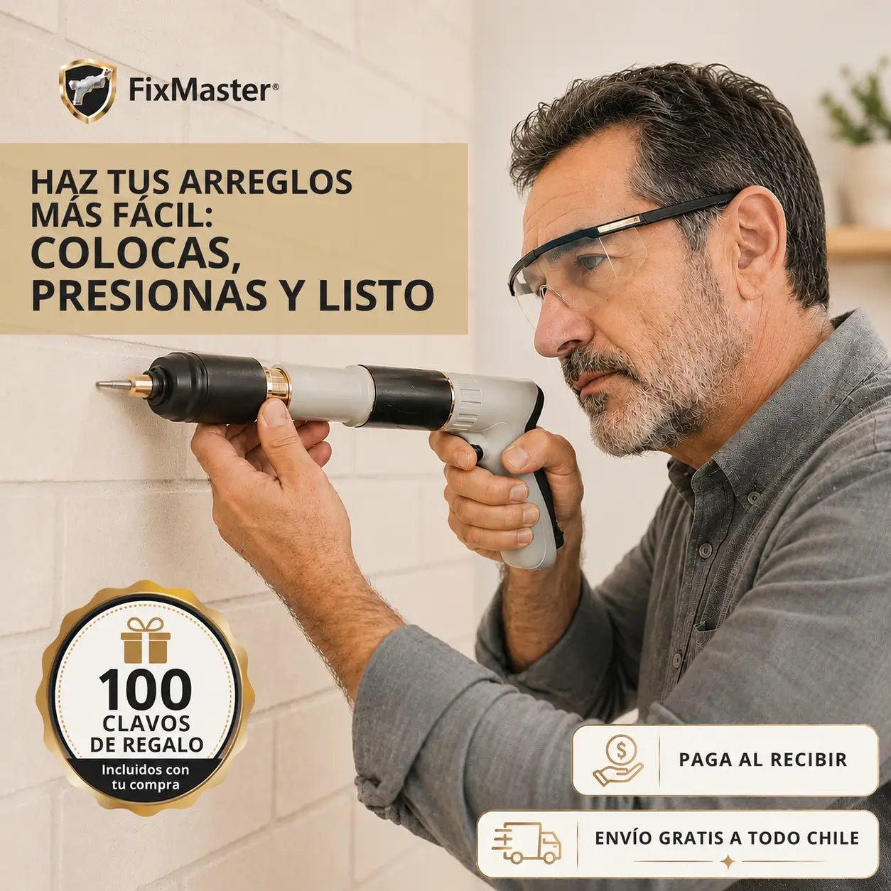 FixMaster Clavadora Manual Portátil - Incluye 100 Clavos de Regalo