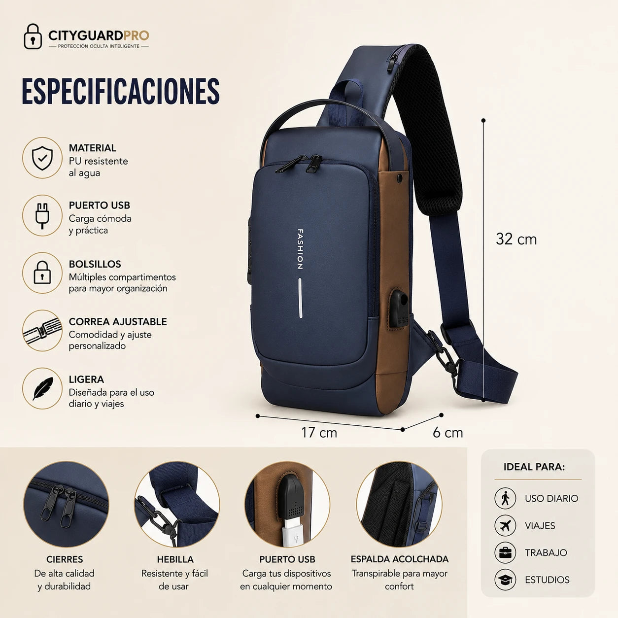 CityGuard Pro - Protege tus pertenencias con más tranquilidad - Bolso Antirrobo