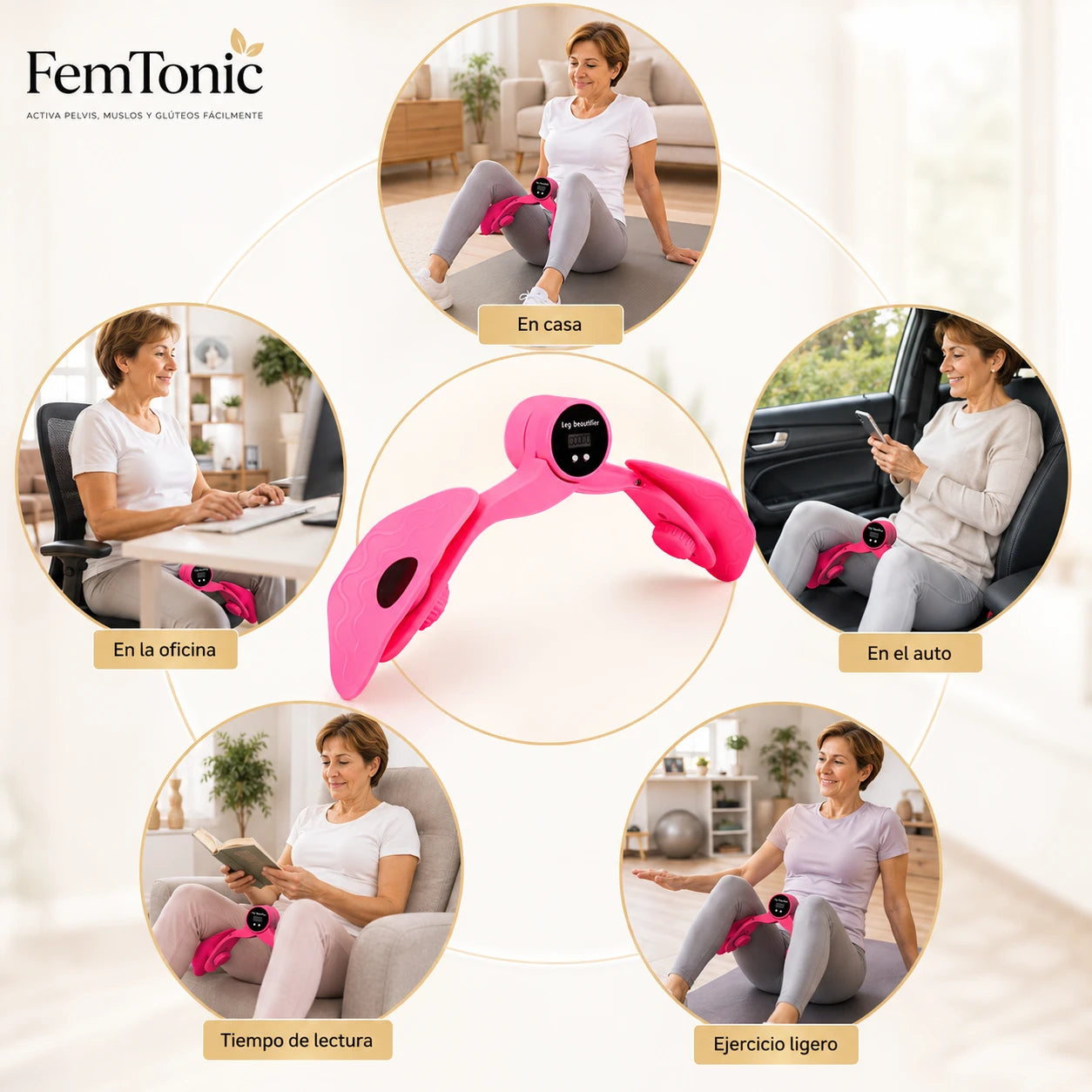 FemTonic - Activa pelvis, muslos y glúteos fácilmente - Entrenador pélvico 3 niveles