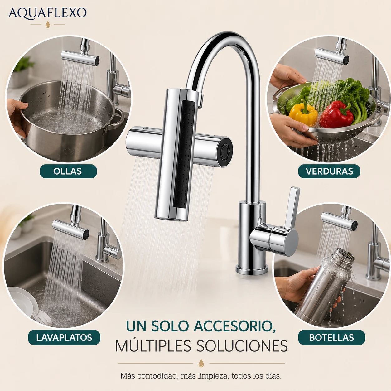 AquaFlexo - Dirige el agua donde la necesitas - Grifo inteligente para Lavaplatos