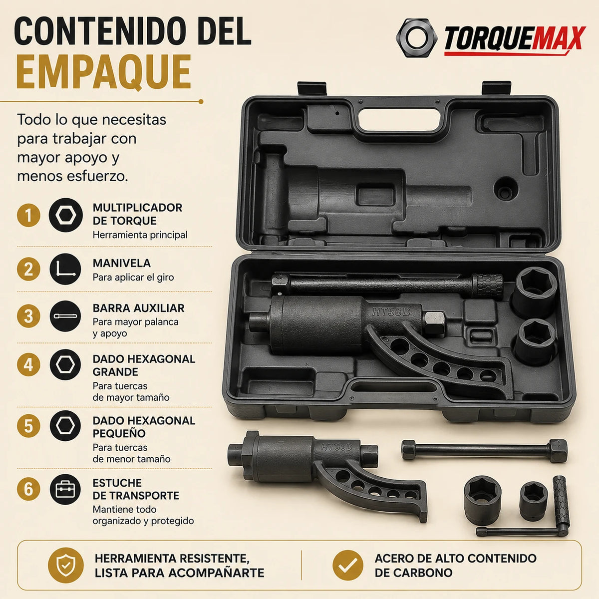 TorqueMax – Facilita el retiro de tuercas difíciles - Dados 32, 33 mm