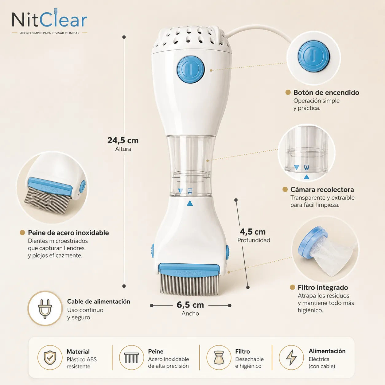 NitClear -  Revisa y limpia mientras peinas