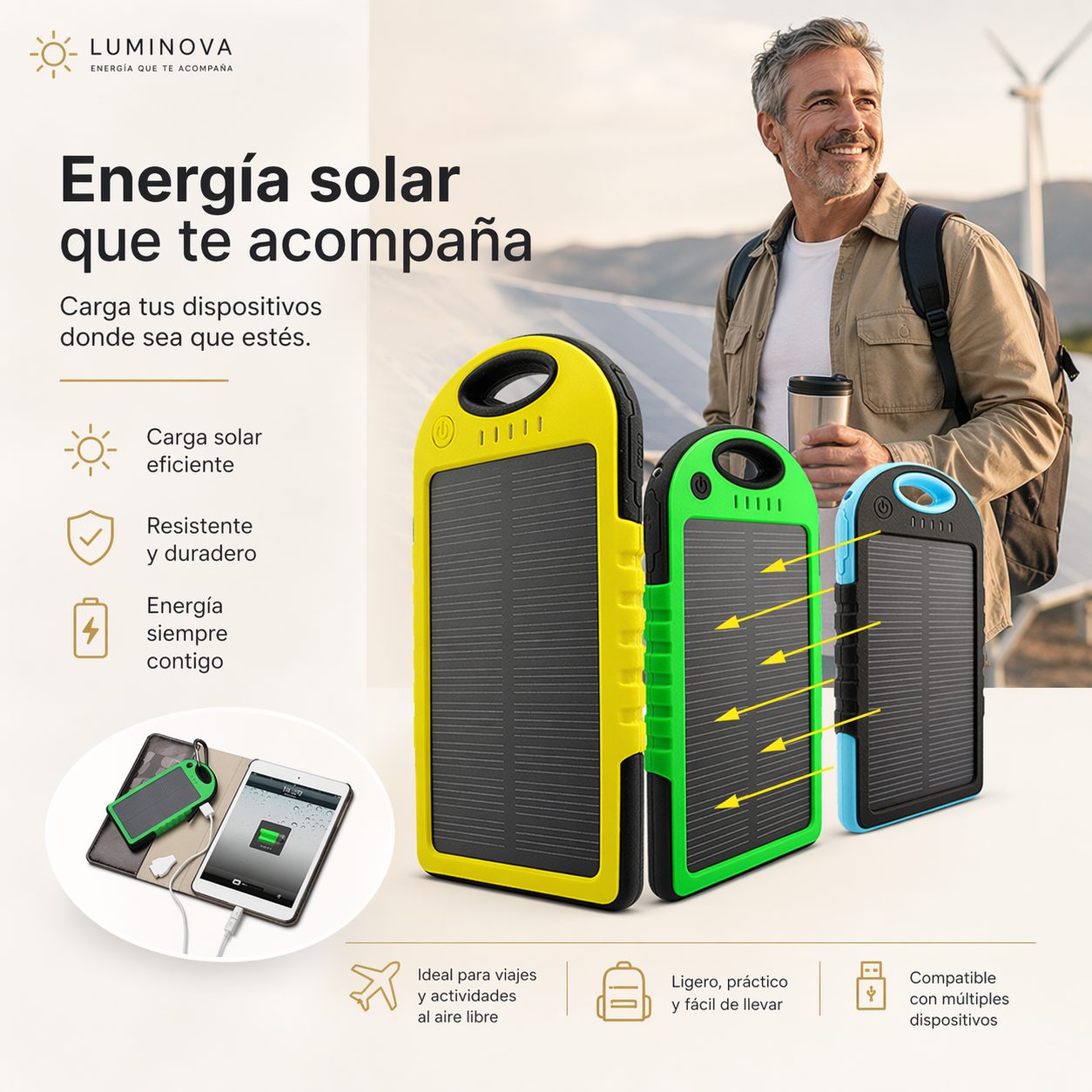 Luminova - Cargador Solar Power Bank